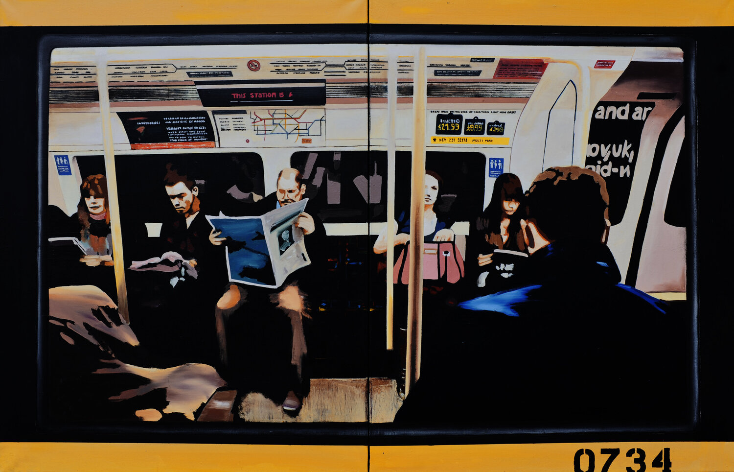 Train 0734 (diptyque) Miguel Moran Originalgemälde zu verkaufen