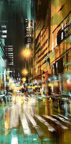 Kyoto in teal by Bianca Prettau, Painting for Sale on Select