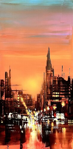 Leith junction sunset by Bianca Prettau, Painting for Sale on Select