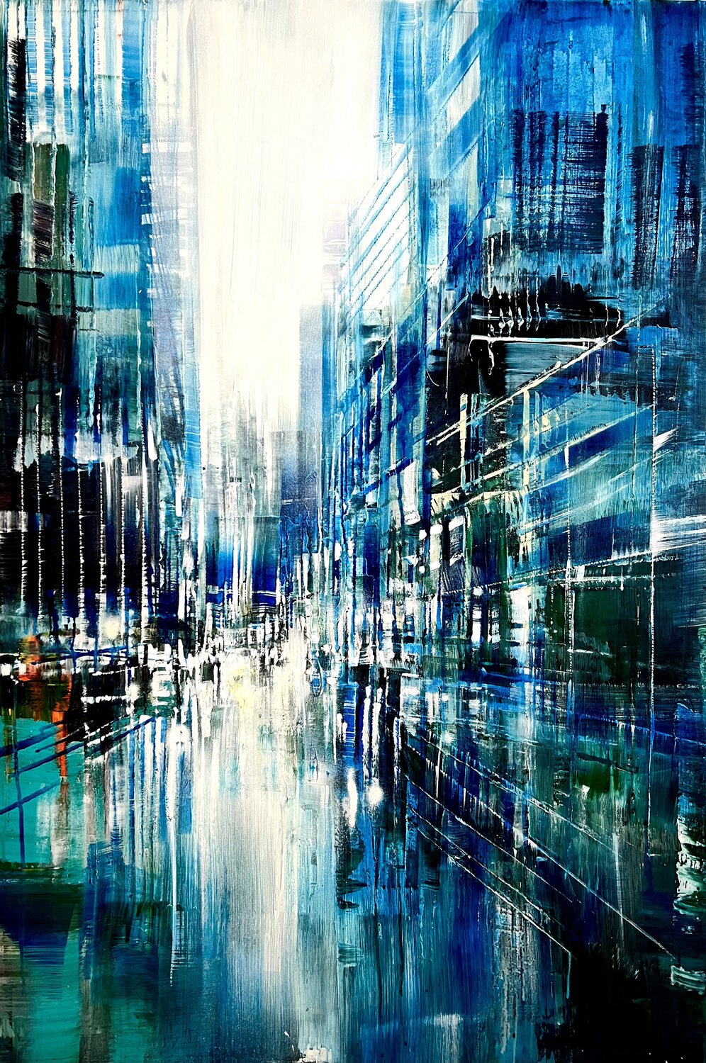 Canary Wharf in blue Bianca Prettau Original painting for sale