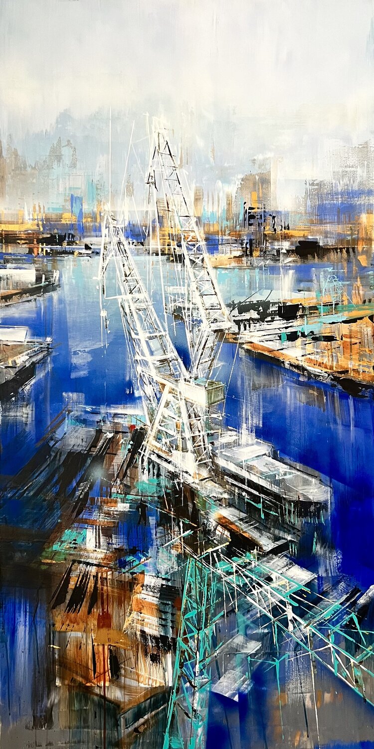Navy back yard Bianca Prettau Original painting for sale