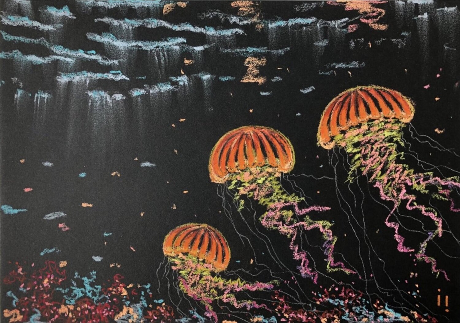 Les Méduses de Nemo - 42,5 X 32,5 cm encadré Ines Soavi Drawing for sale