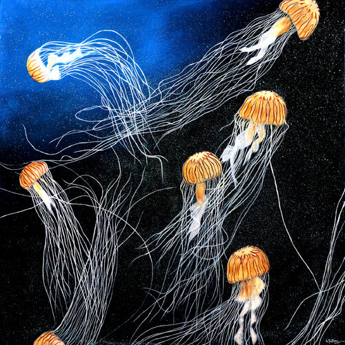 Symphony of the Sea (Glow in the dark) by Artist Bathmawathy, Painting for Sale on Select