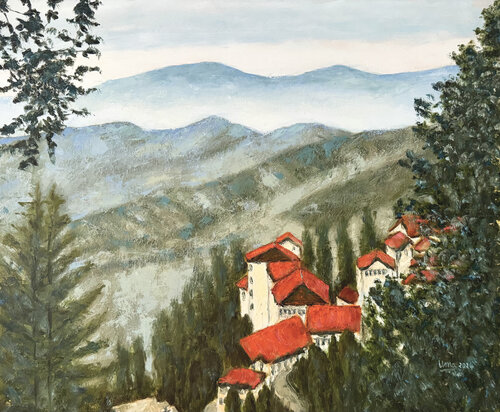View of Himalayas from Shimla, India by Uma Krishnamoorthy, Painting for Sale on Select
