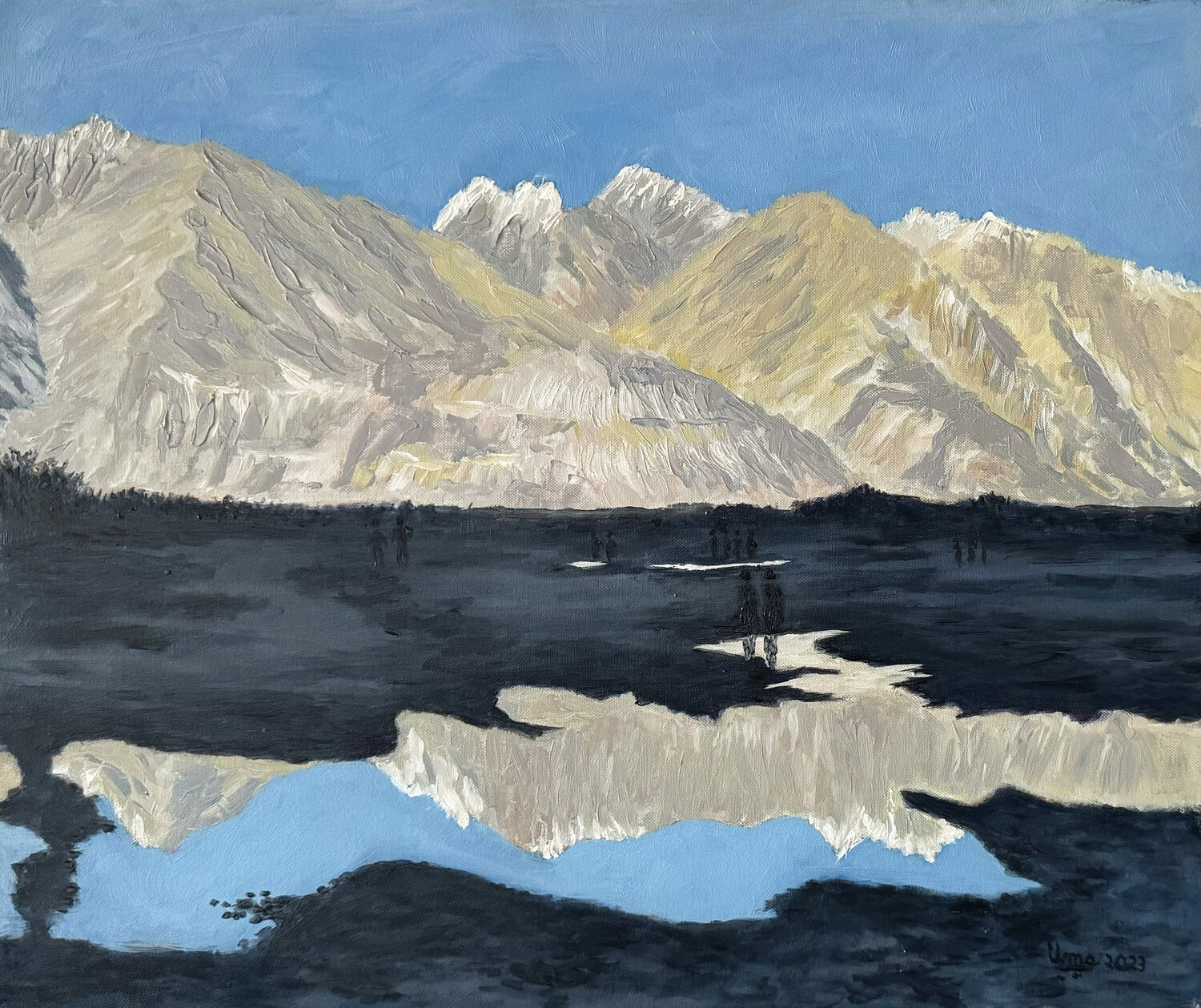 Reflections in Nubra Valley Uma Krishnamoorthy Original painting for sale