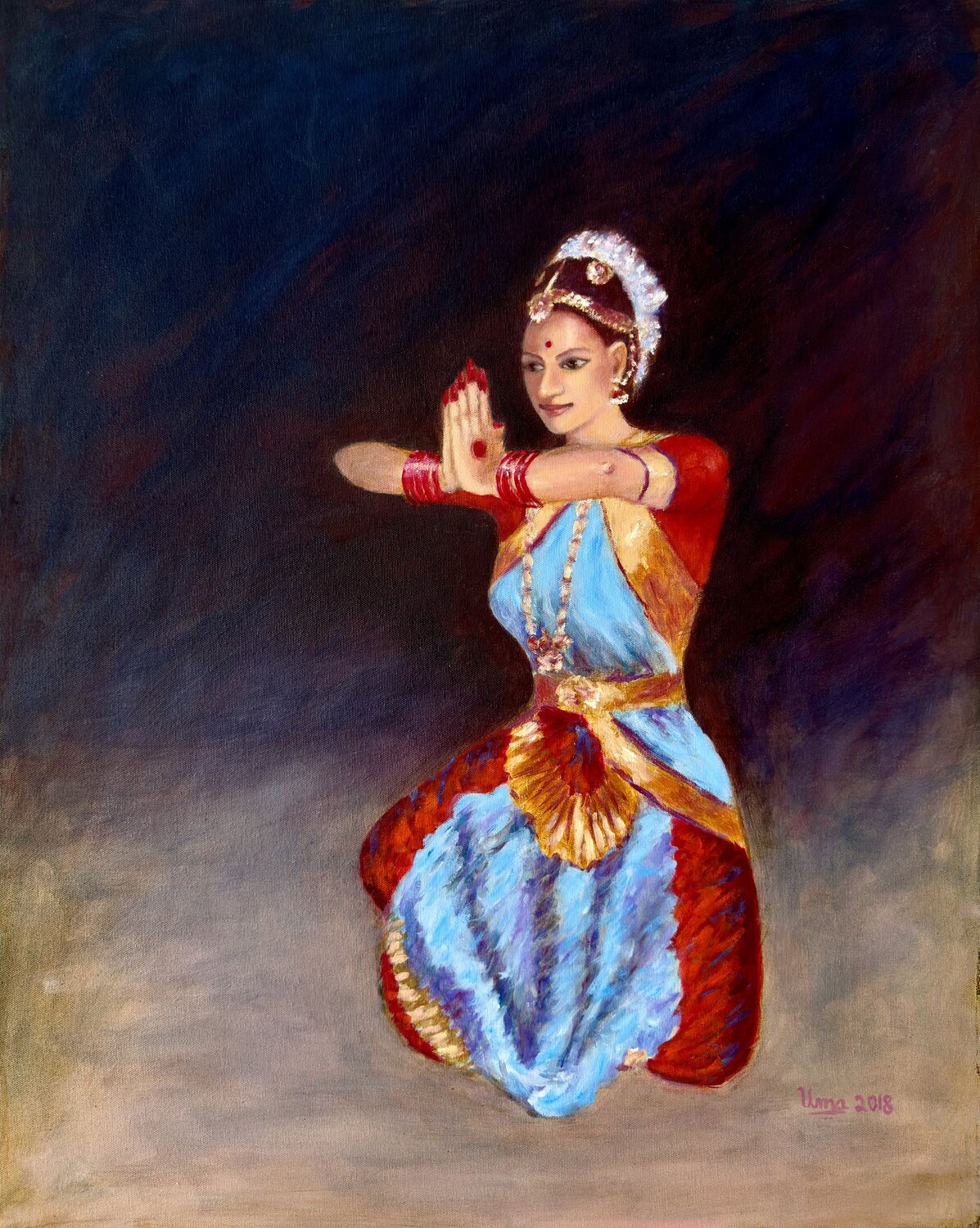 Bharathanatyam Series 7 Uma Krishnamoorthy Original painting for sale