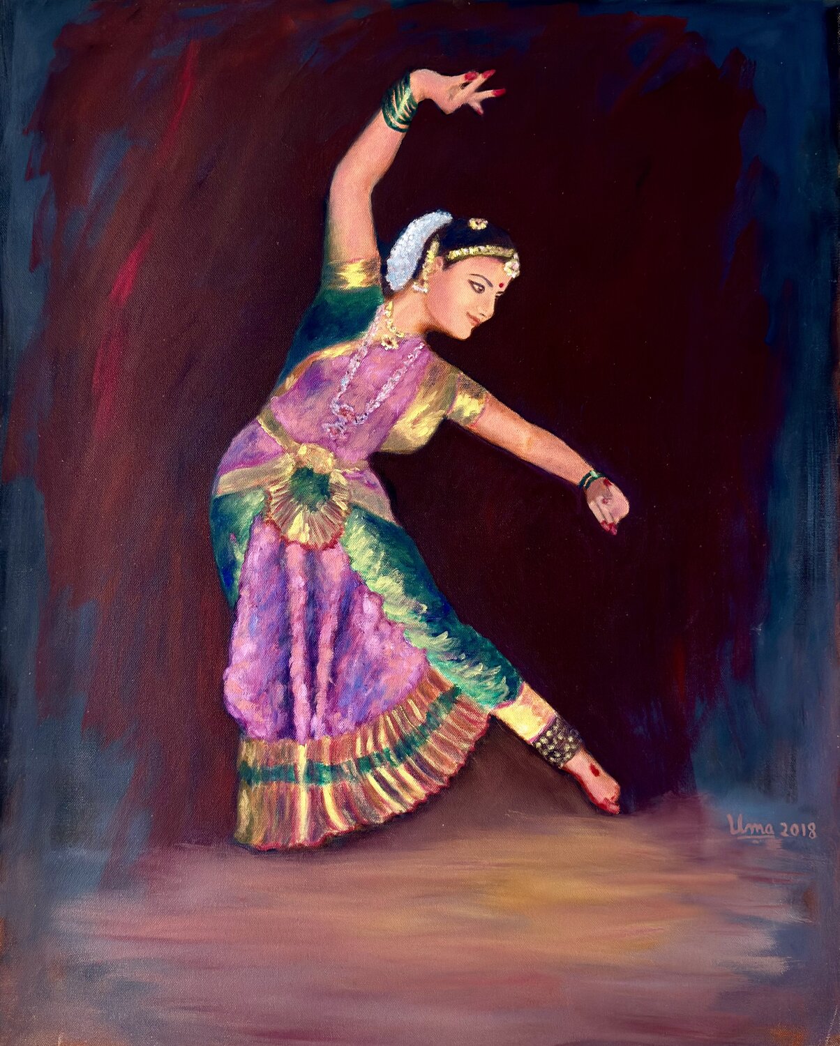 Bharathanatyam Series 4 Uma Krishnamoorthy Original painting for sale