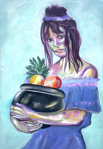 Frau mit Obstschale by Claudia Ditters, Painting for Sale on Select