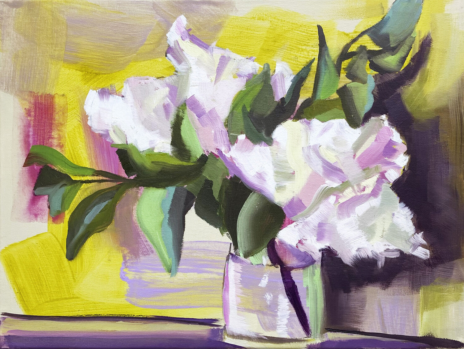 Stimmungen des Flieders: Gelb Claudia Ditters Original painting for sale