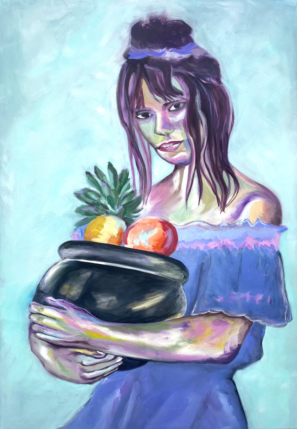 Frau mit Obstschale Claudia Ditters Original painting for sale
