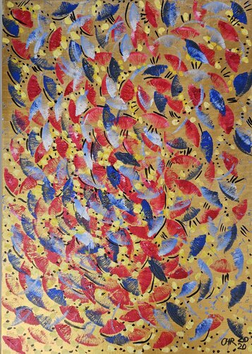 Butterflies In Gold by Christine Rechnitzer, Painting for Sale on Select