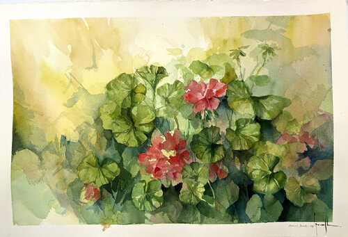 GERANIOS by Nacho Muñoz Cano, Painting for Sale on Select