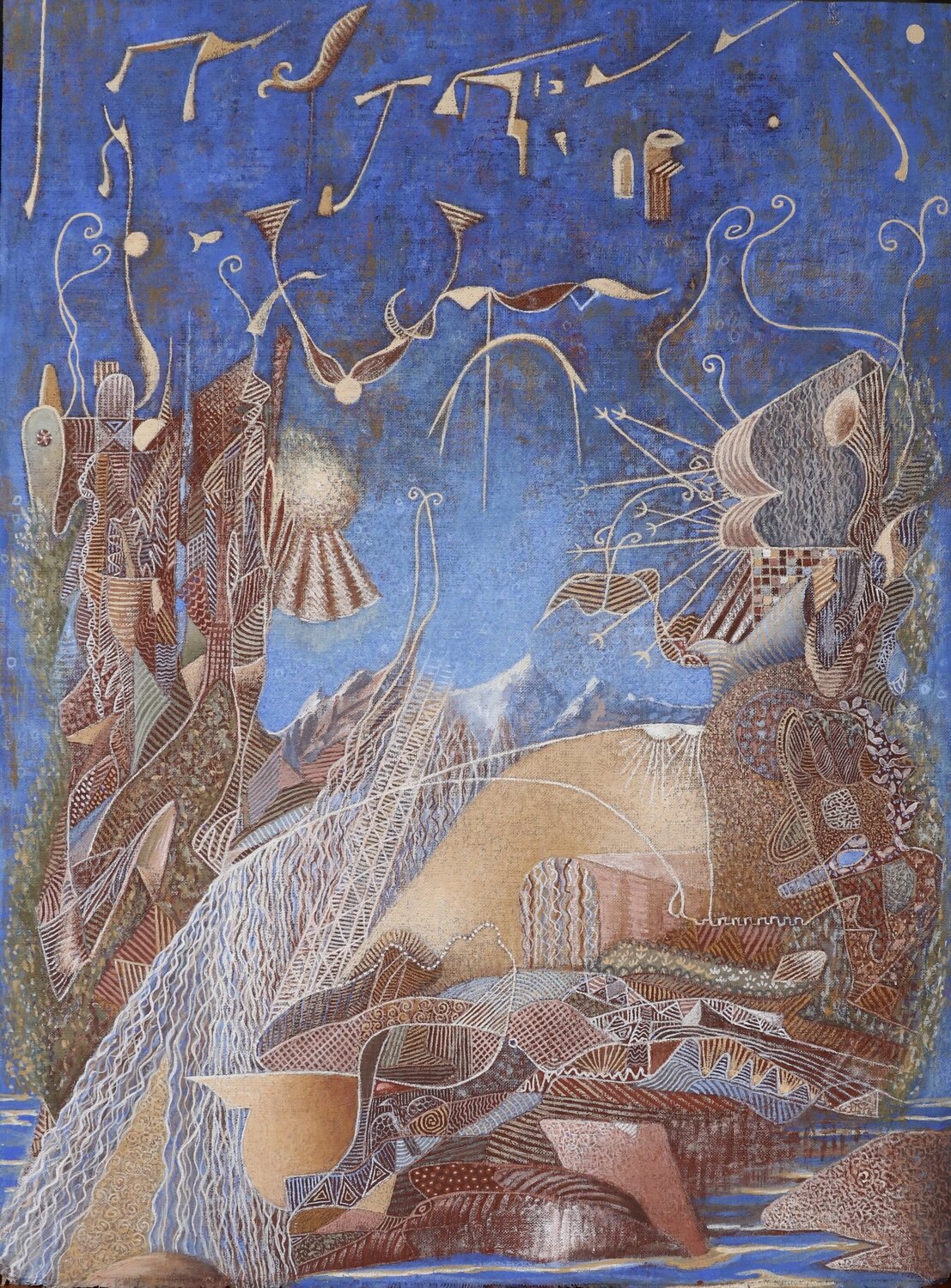 Paysage bleu - Carapace 16 Nicole Bovard Original painting for sale
