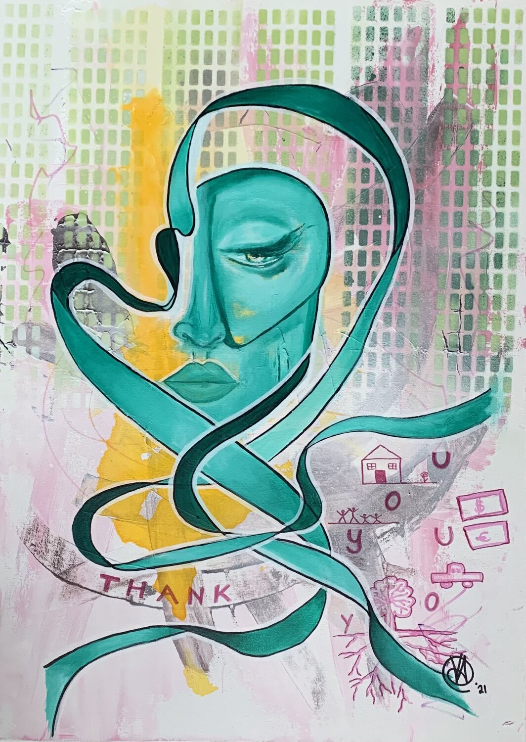Thank you II Yasmin Ada-Tarsousi Original painting for sale