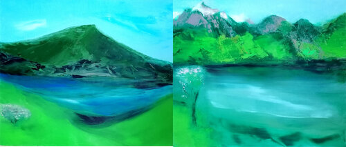 The Mount Rigi & The Mount Gitschen Diptych by Dan Zyzniewski, Painting for Sale on Select