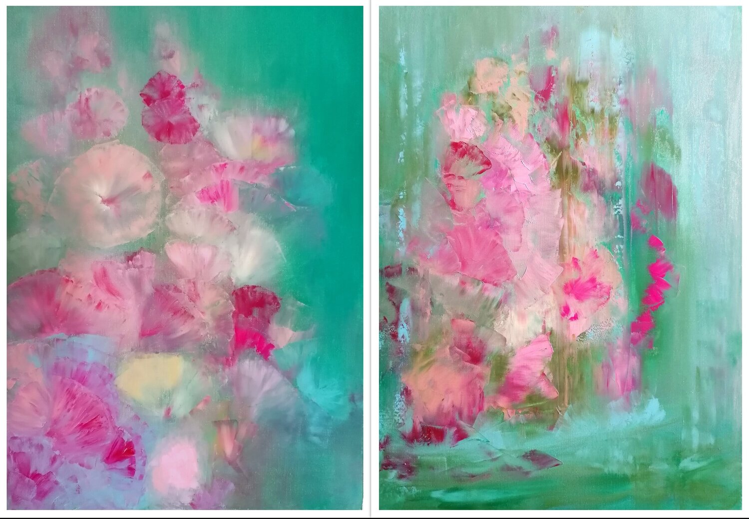The Hollyhocks Dyptich Dan Zyzniewski Original painting for sale