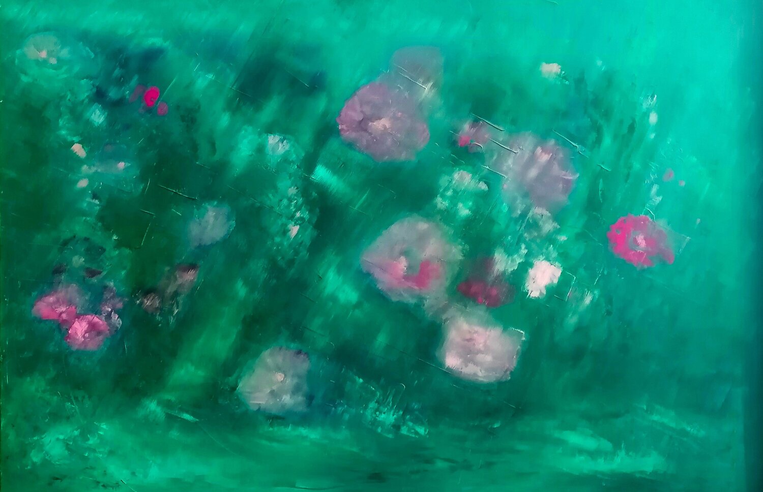 The Hollyhocks in The Pouring Rain Dan Zyzniewski Original painting for sale