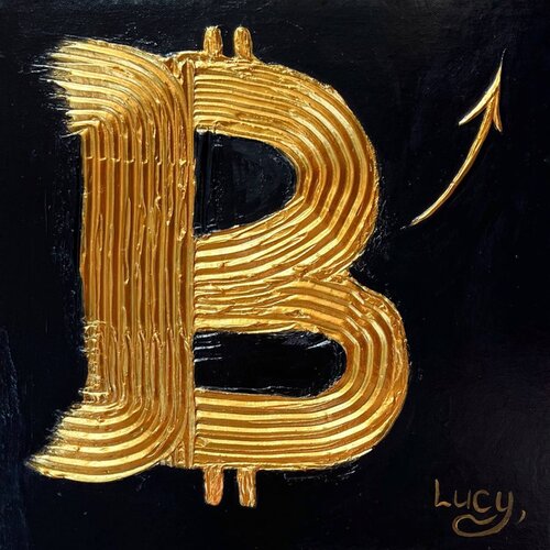 Golden Bitcoin Rise by Lucy Moon, Painting for Sale on Select