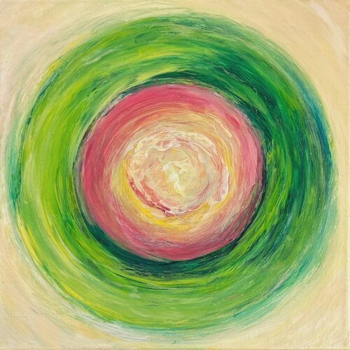 The Heartbeat of an Emerald Rose in a Spiral by Lucy Moon, Painting for Sale on Select