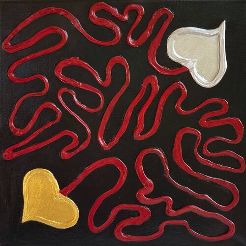 Two loving hearts met by Lucy Moon, Painting for Sale on Select