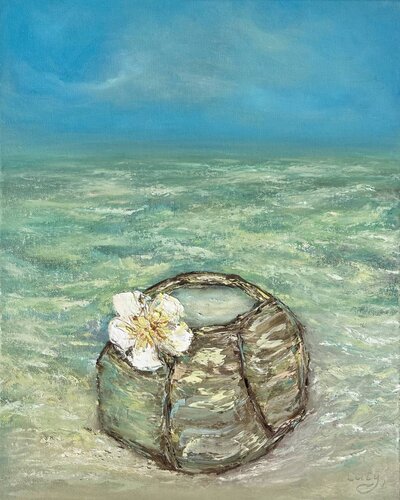 Under the Tropical Sun: Coconut by the Sea by Lucy Moon, Painting for Sale on Select