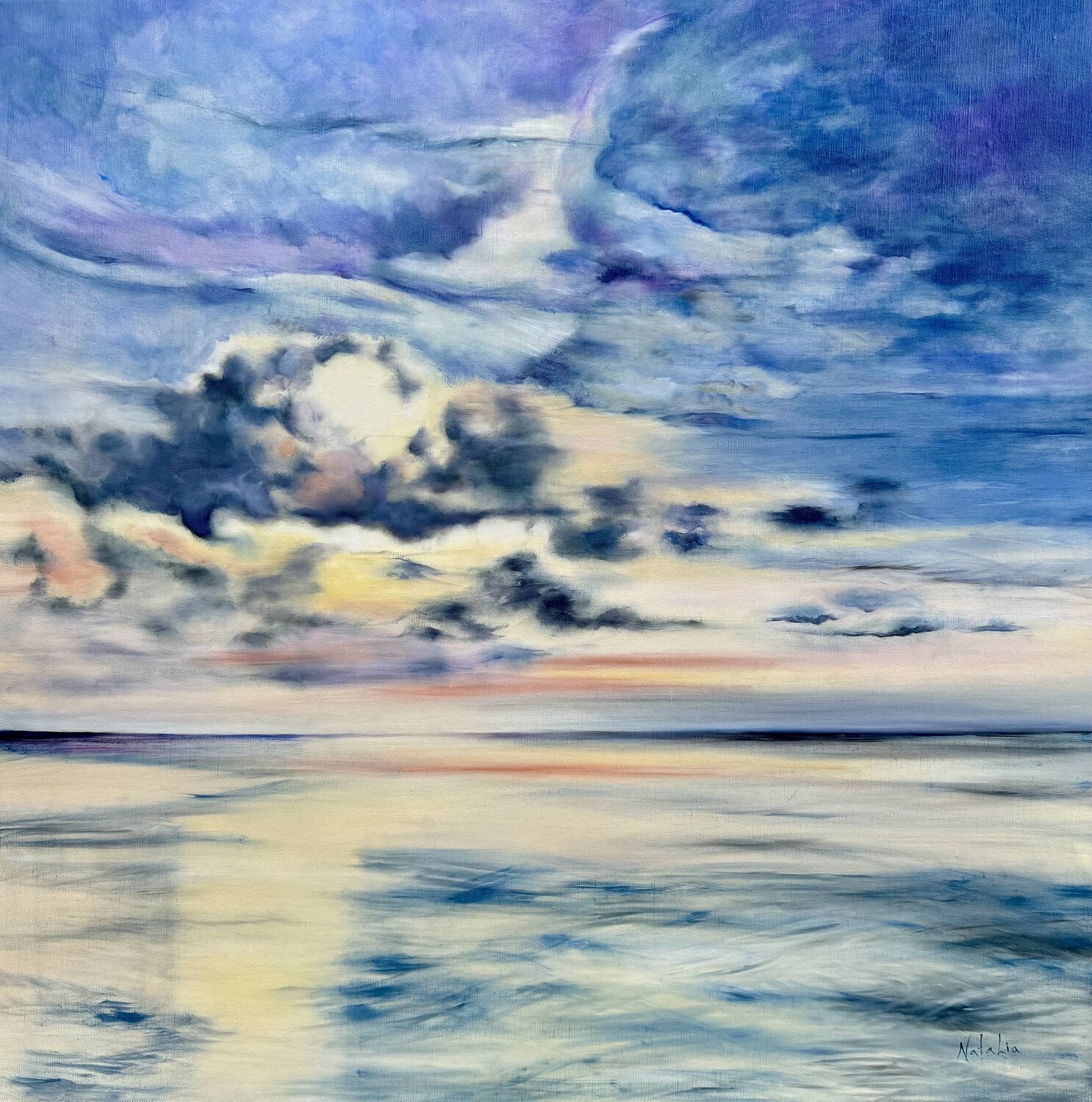 Le soleil va se coucher sur l'océan Indien. NATALIA LALETINA Original painting for sale