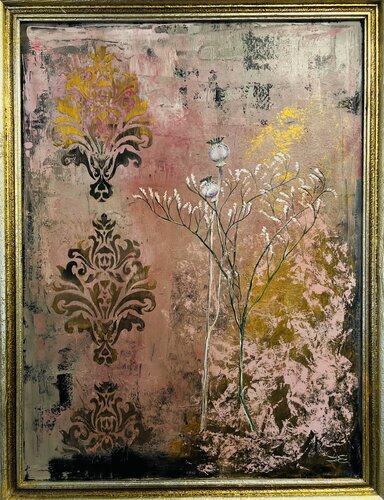 Rose poppy seed pods by Jeannette Reupke, Painting for Sale on Select