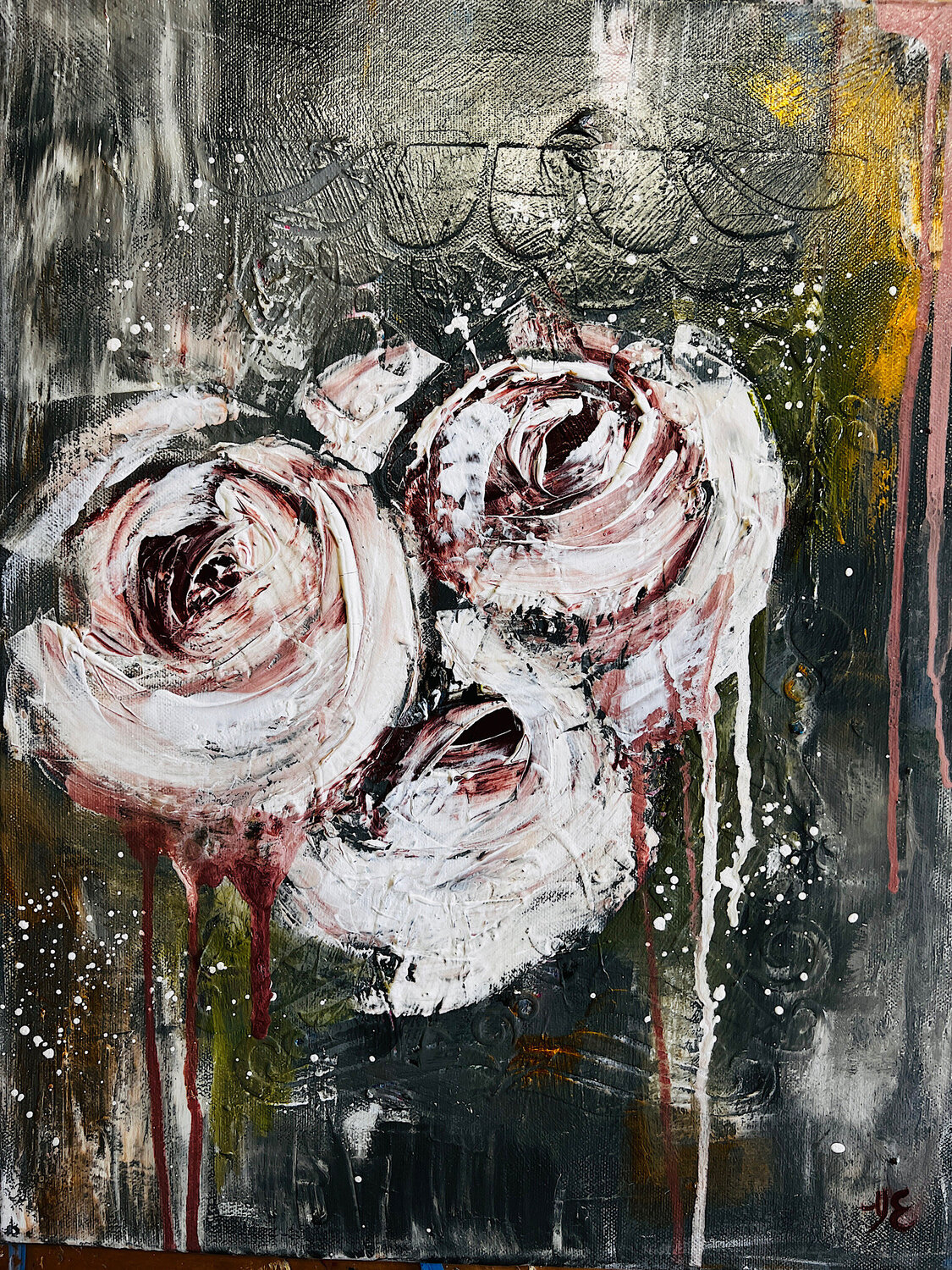 White roses Jeannette Reupke Original painting for sale