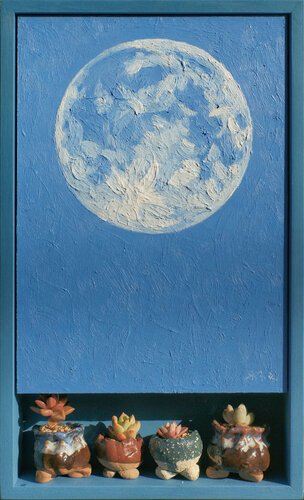 Float a moon by Seung Hwan Kim, Painting for Sale on Select