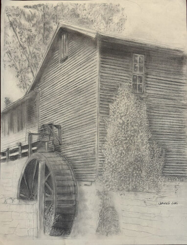 Whispers of a Waterwheel by Joanne Joki, Drawing for Sale on Select