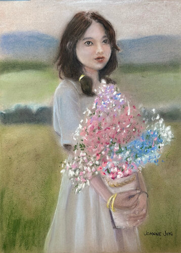 As She Gathers Flowers by Joanne Joki, Painting for Sale on Select