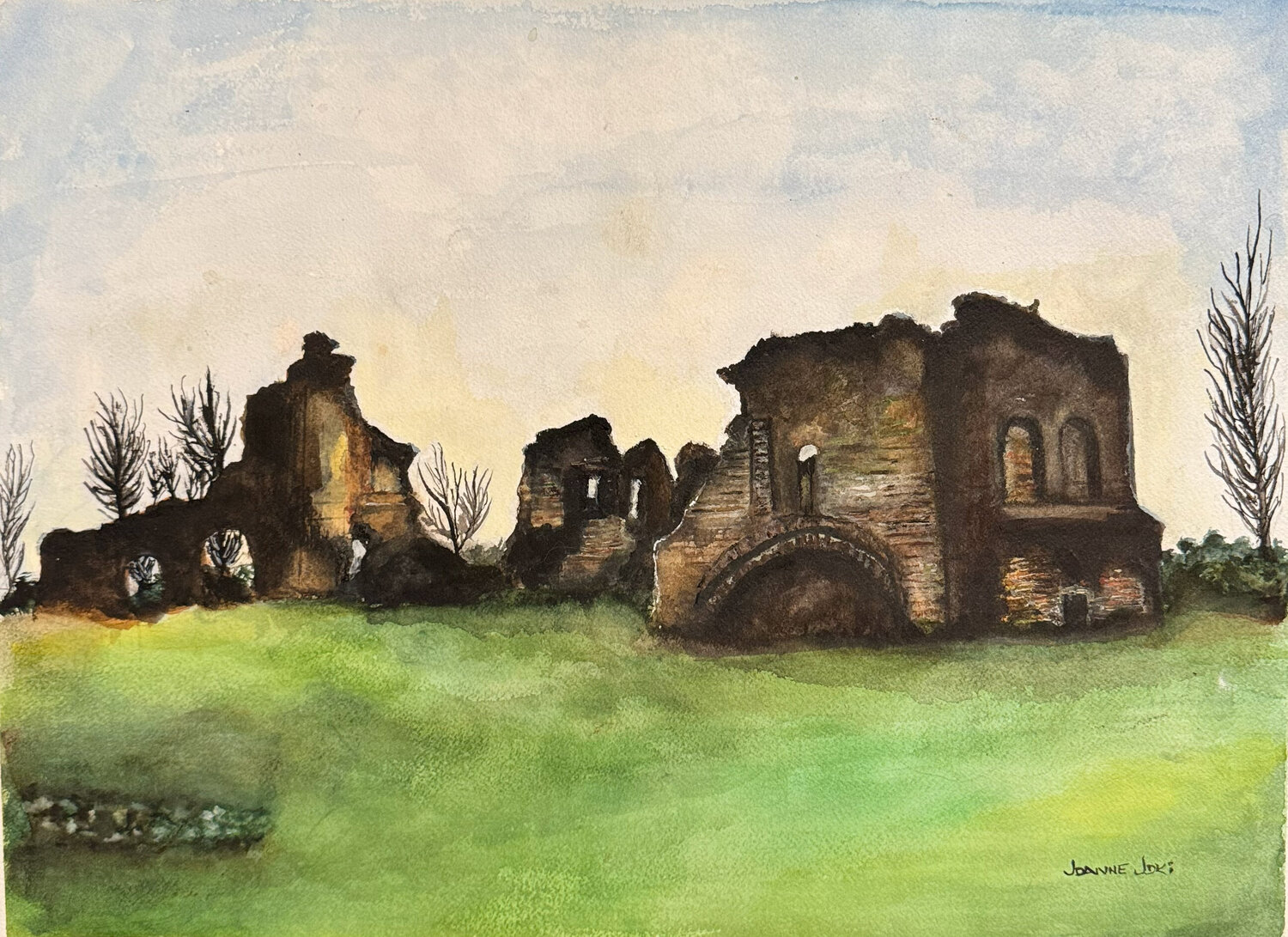 The Silent Stories of Abandoned Ruins Joanne Joki Original painting for sale
