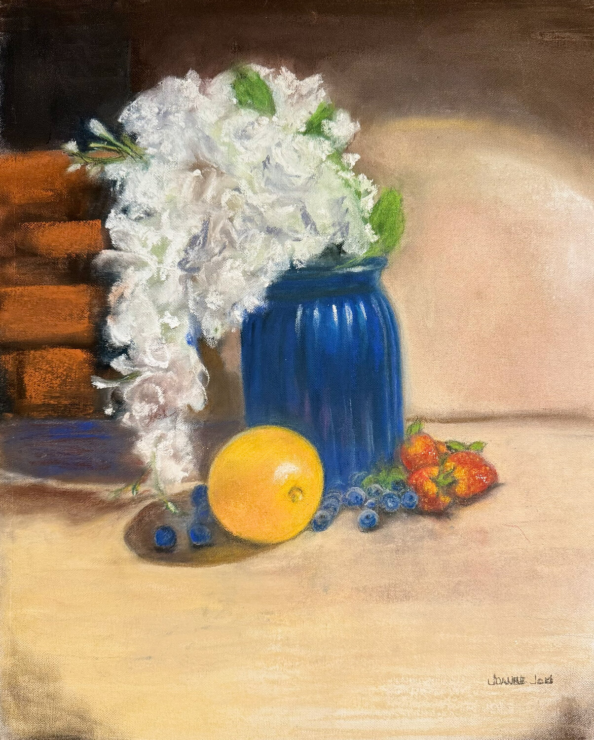 Recollections of a Blue Glass Vase Joanne Joki Original painting for sale