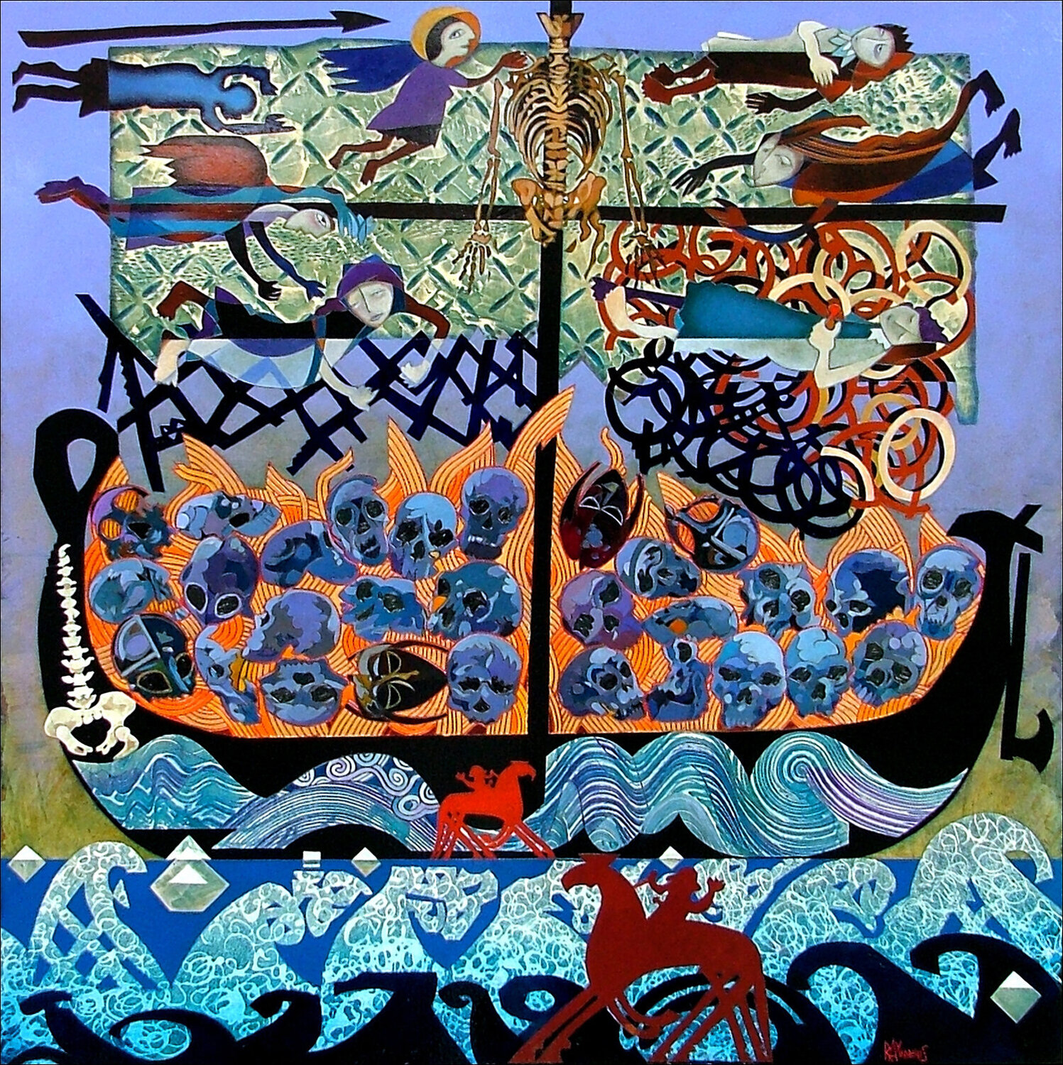 EL VIAJE DE LAS ALMAS LIBERADAS - THE FINAL VOYAGE OF THE LIBERATED SOULS Raymond Andrews Original painting for sale