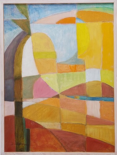 Landskab i sol by Joern Bjerge, Painting for Sale on Select