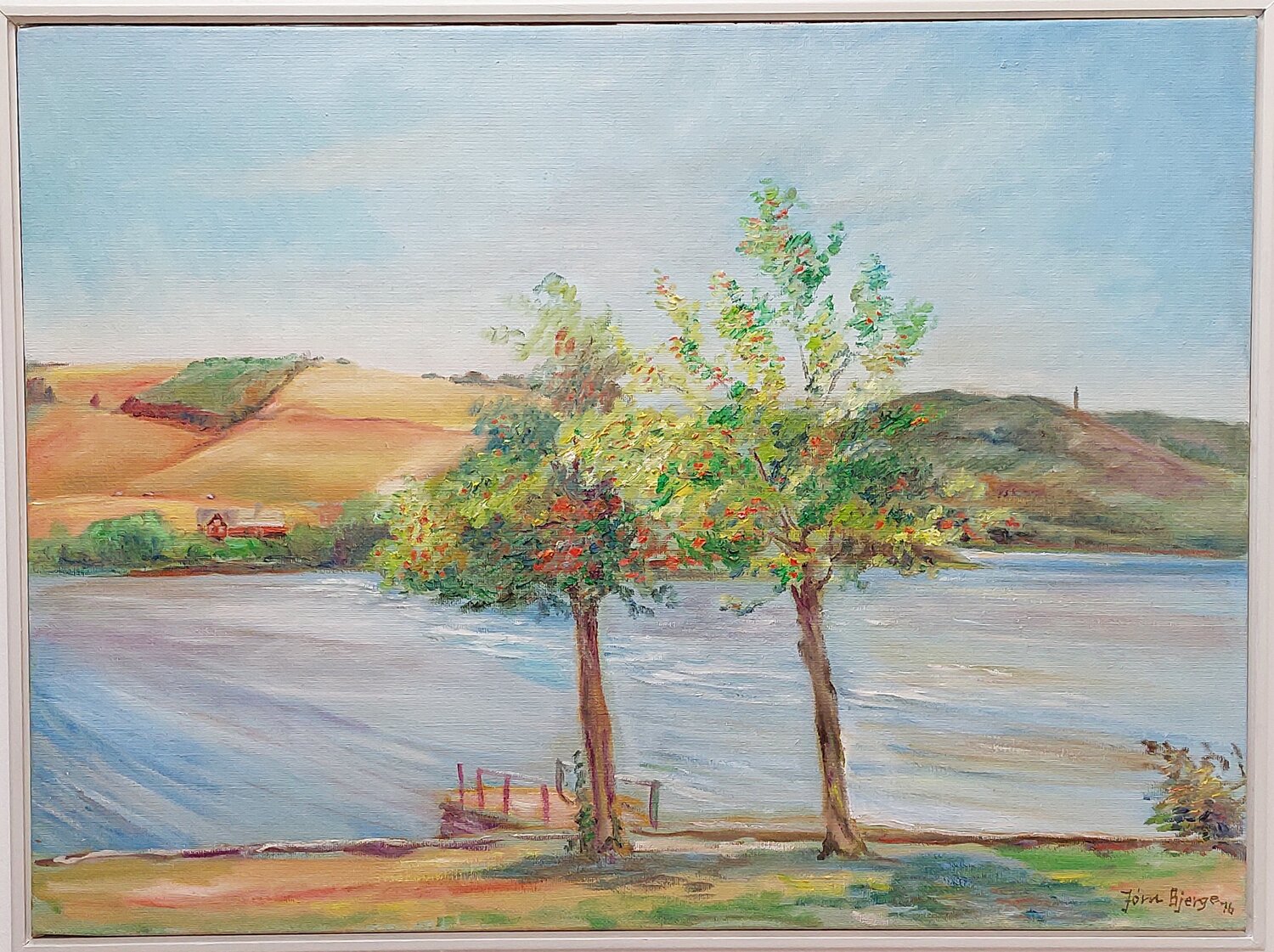 Udsigt fra Laven færgested Joern Bjerge Original painting for sale