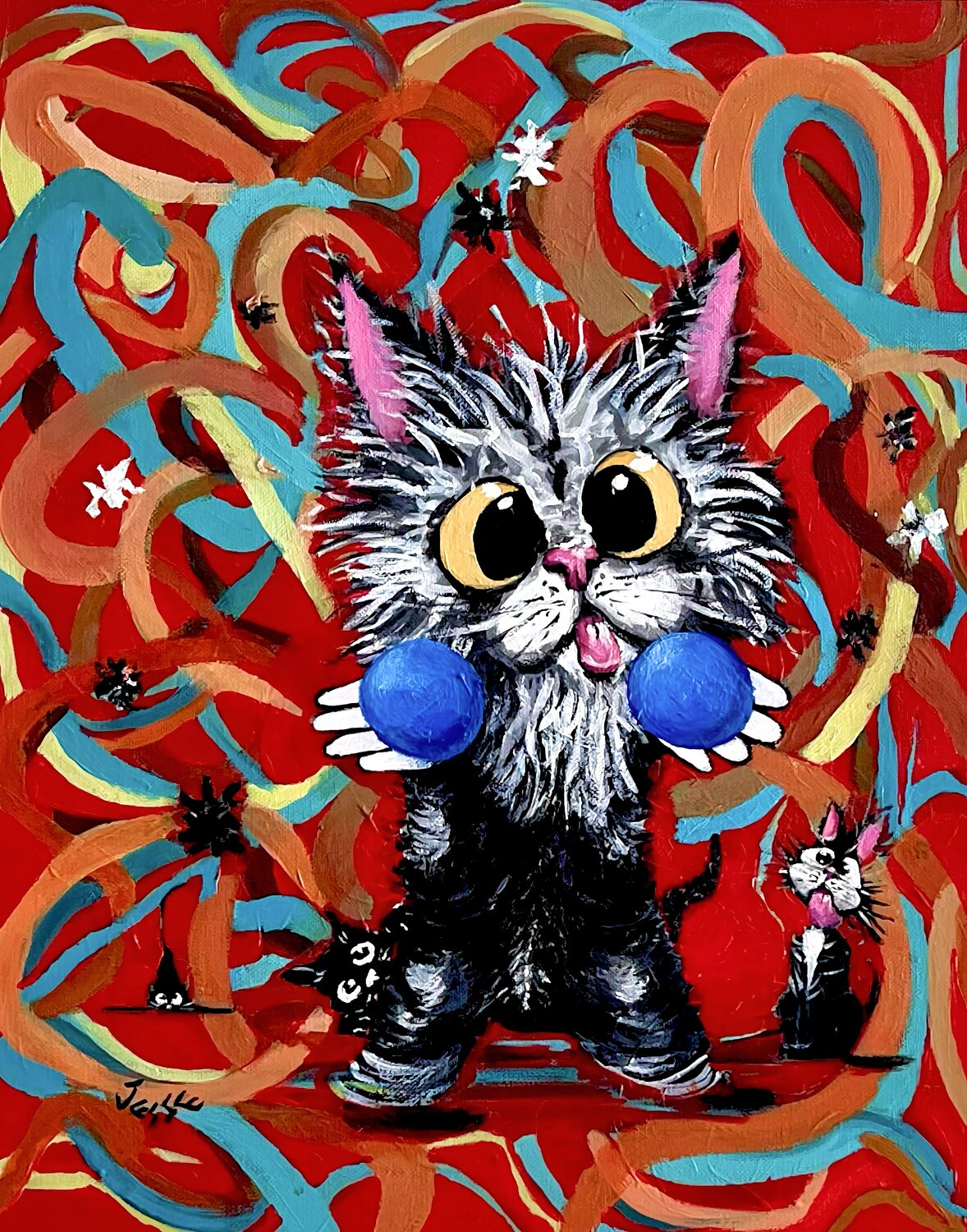 Lion Cat II Jesse Bateman Original painting for sale