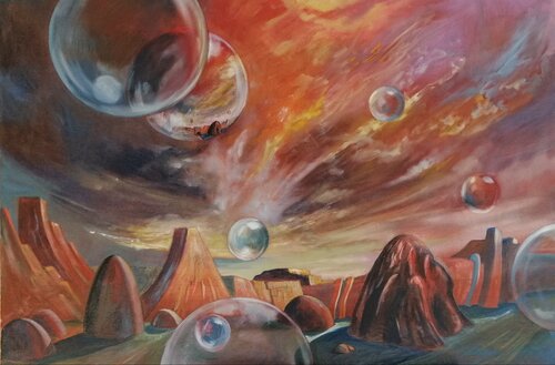 Universi paralleli by Silvio Ricci, Painting for Sale on Select