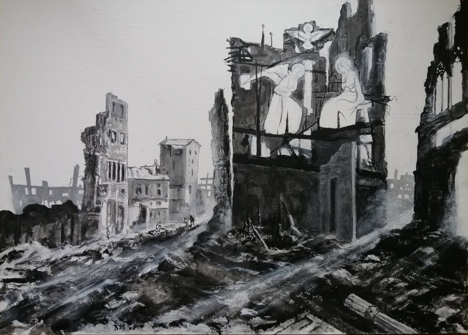 Annunciazione tra le rovine Silvio Ricci Original painting for sale