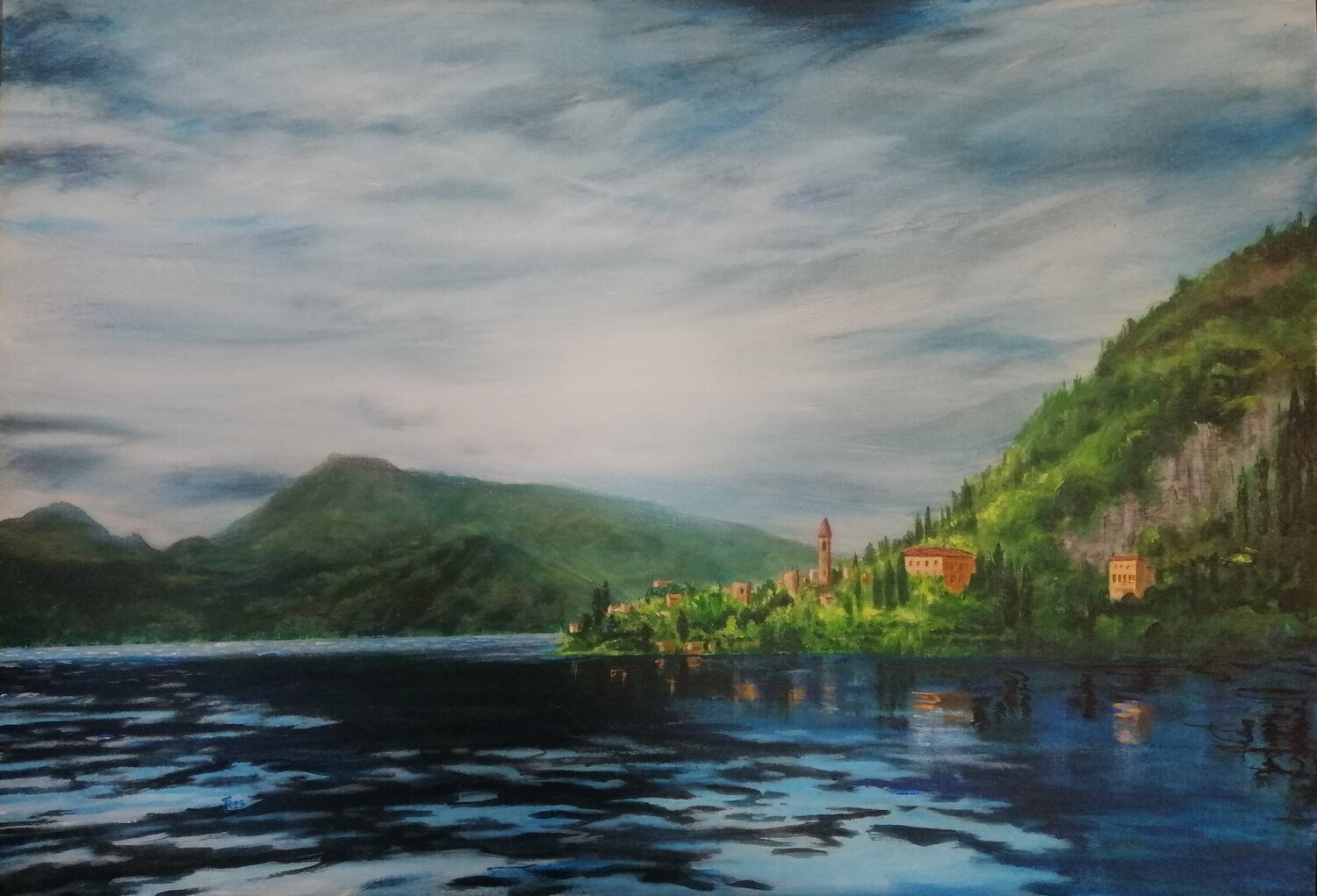 Lago di Como Silvio Ricci Original painting for sale