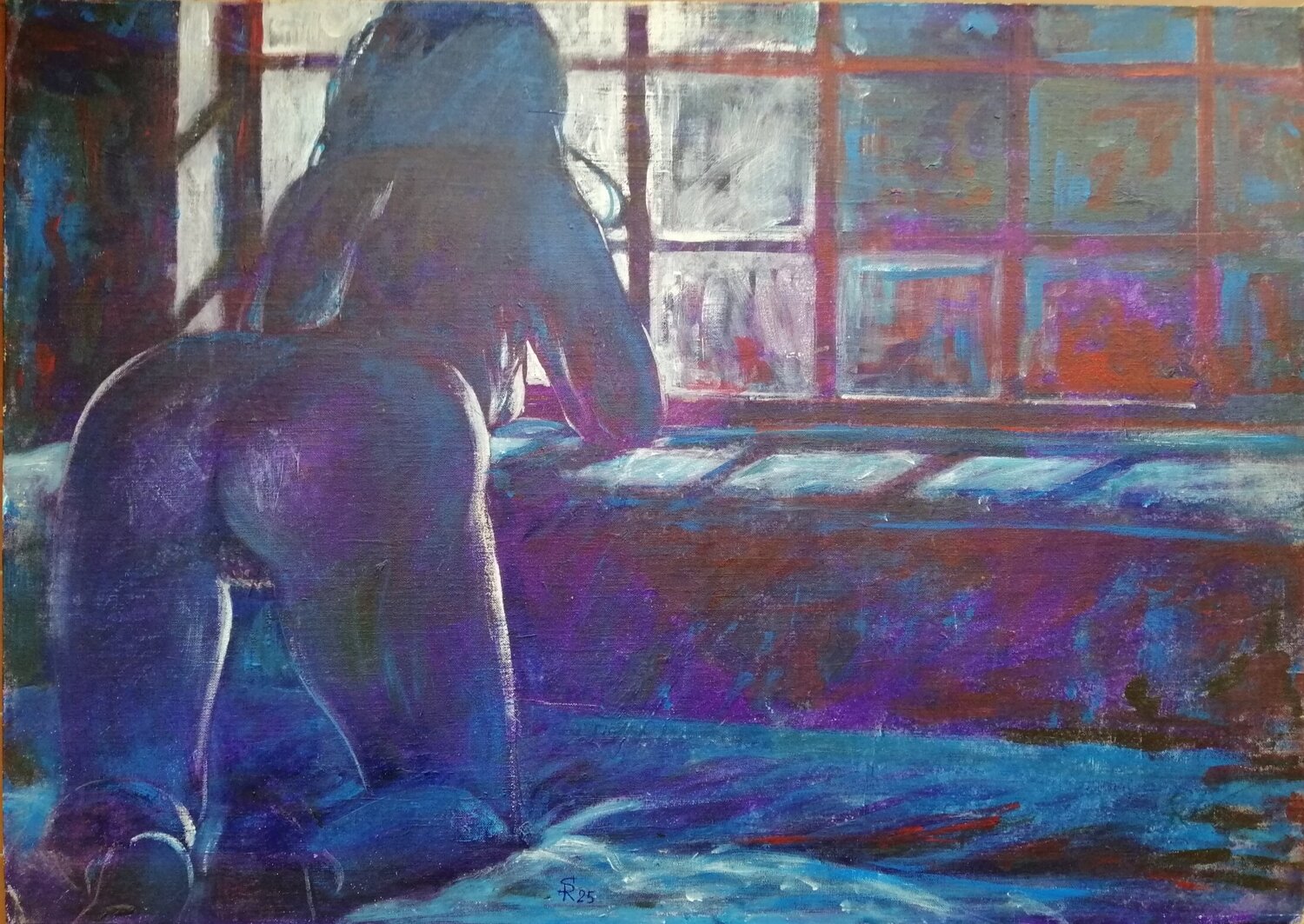 Nudo-Al chiaro di luna Silvio Ricci Original painting for sale