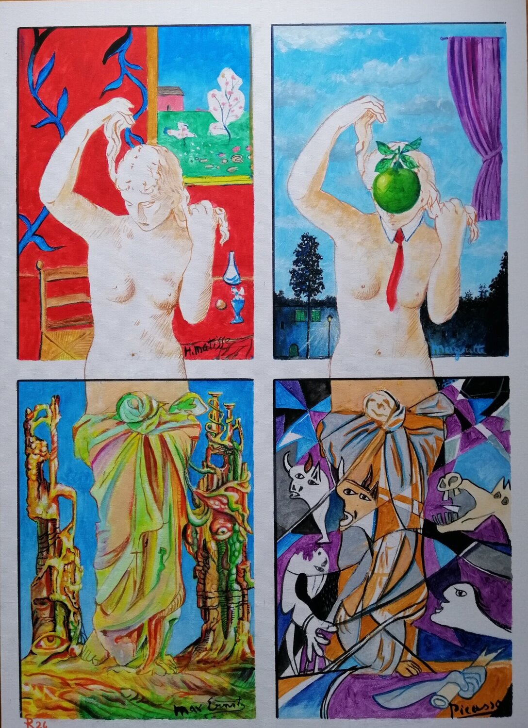 Venere Anadiomenne-Secondo le avanguardie del xx sec. Silvio Ricci Original painting for sale