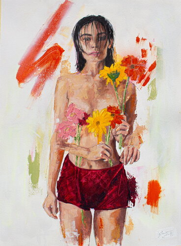 Skin&Flowers von Carlos Zárate, Malerei kaufen auf Select