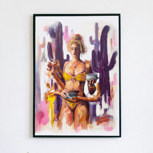 Haley&TheCat by Carlos Zárate, Painting for Sale on Select