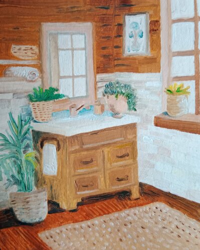 Bathroom by Laurianne Lopez, Painting for Sale on Select