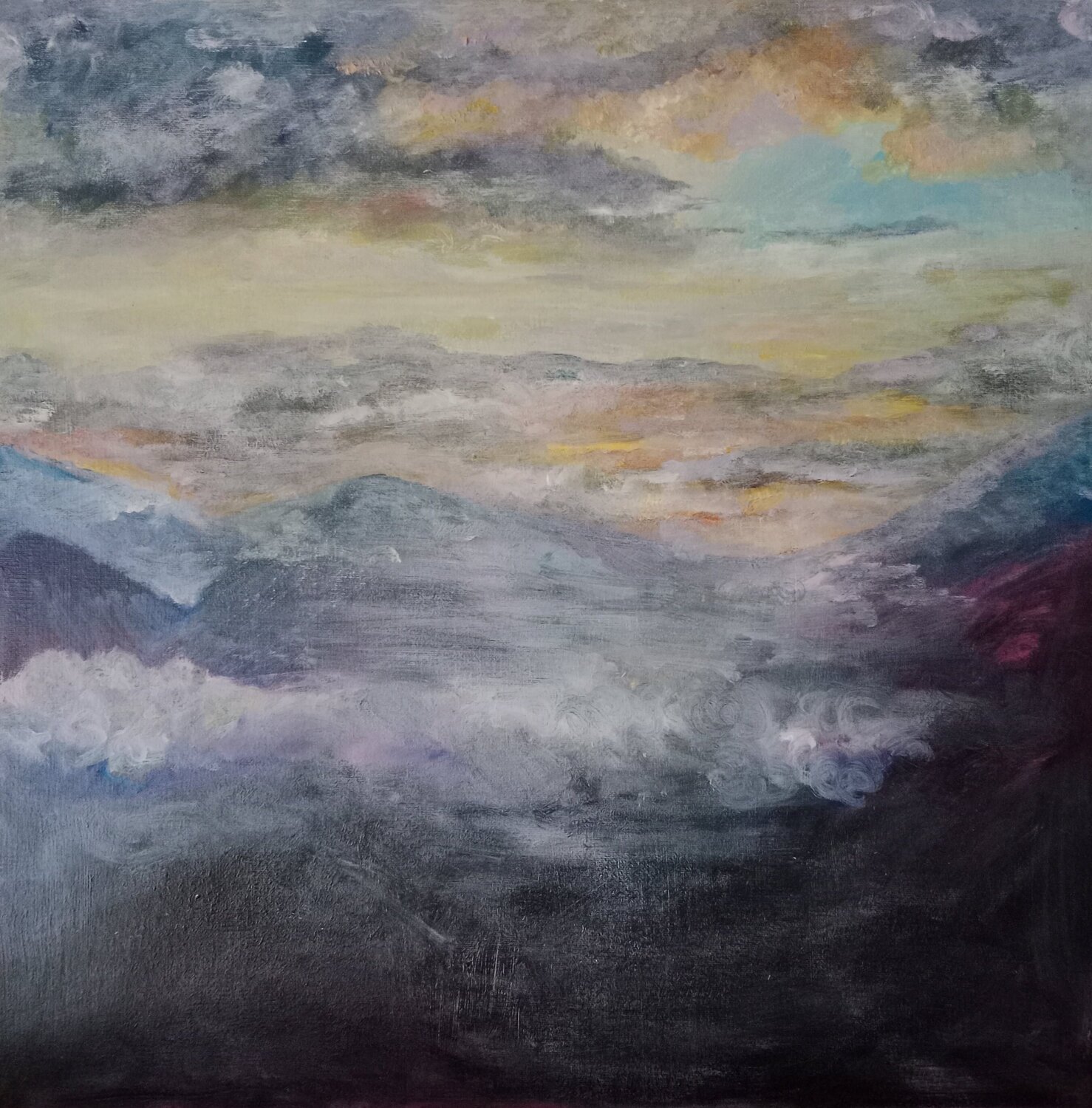 Atardecer en la montaña Laurianne Lopez Original painting for sale