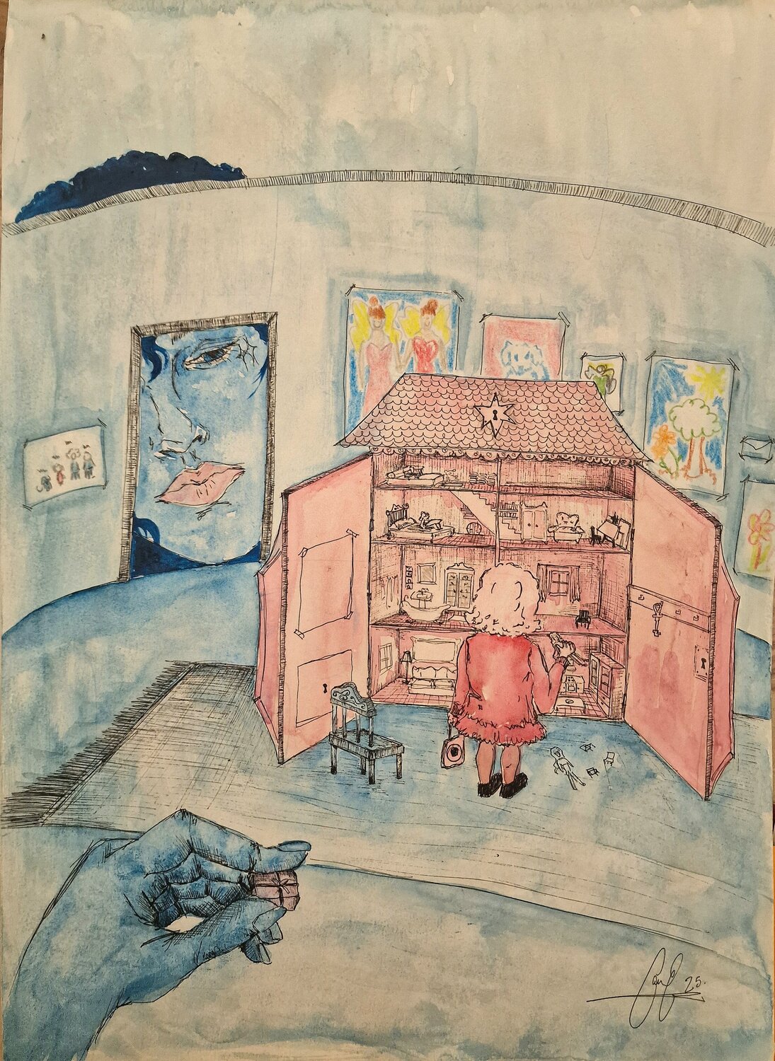 La casa de muñecas Carla Gabriela Ene Original painting for sale