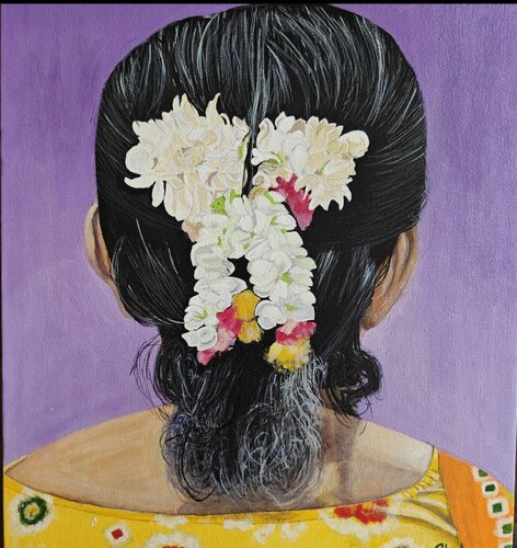 Women and Flowers series - 4 by Shaiba Rajesh, Painting for Sale on Select