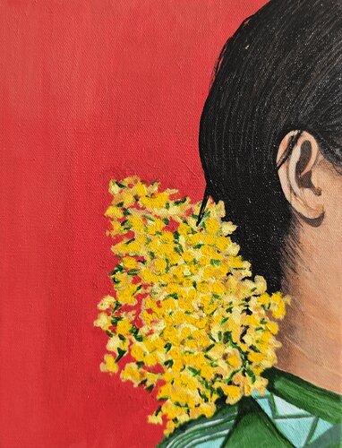 Women and Flowers series - 10 by Shaiba Rajesh, Painting for Sale on Select