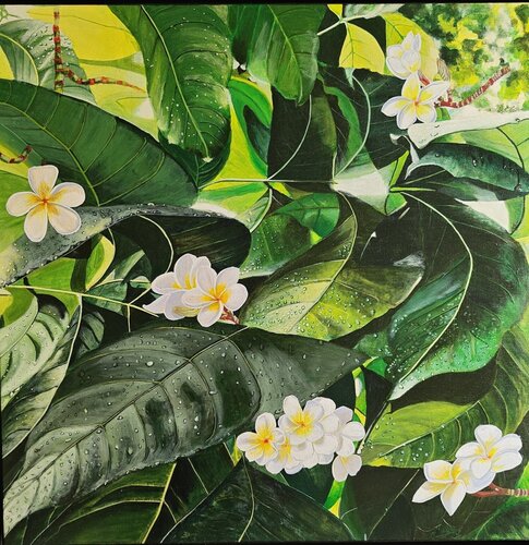 Green Canopy Cascade by Shaiba Rajesh, Painting for Sale on Select